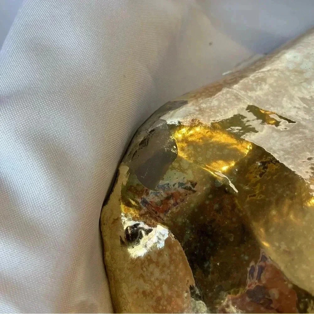 Gorgeous Handmade Gold Foiled Glass Decorative Halfshell Clam Dish Large - Picture 5 of 7